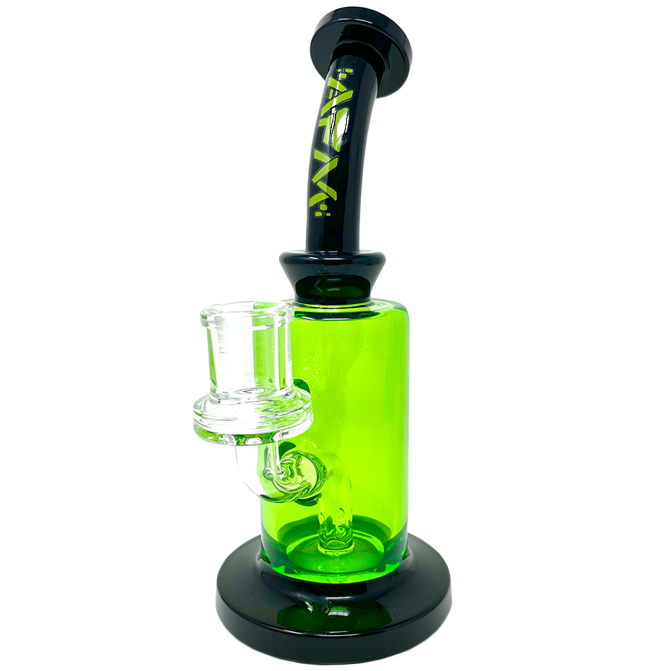 8" AFM Power Glass Dab Rig with 3 Hole Perc, Bent Neck & 14mm Female Joint - Neon Green