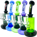 AFM Power 3 Hole Perc Glass Dab Rigs in various colors with bent necks and 14mm female joints