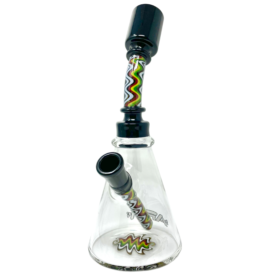 AFM 8.5" Glass Beaker Bong with Reversal Wig Wag Design & Bent Neck, Front View