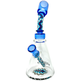 8.5" AFM Glass Beaker Bong with Reversal Wig Wag Design and Bent Neck