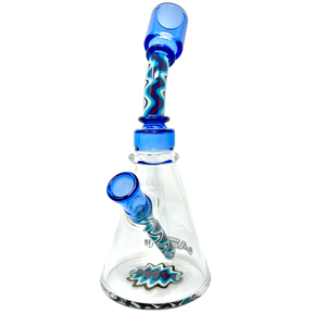 8.5" AFM Glass Beaker Bong with Reversal Wig Wag Design and Bent Neck