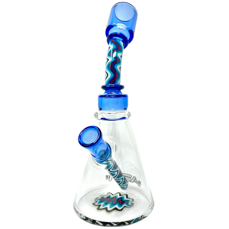 8.5" AFM Glass Beaker Bong with Reversal Wig Wag Design and Bent Neck