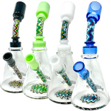 AFM Glass Beaker Bongs with Wig Wag designs, 8.5" height, in various colors, front view