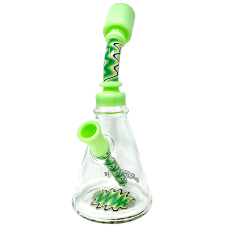 AFM 8.5" Reversal Wig Wag Glass Beaker Bong with Bent Neck and Colored Accents