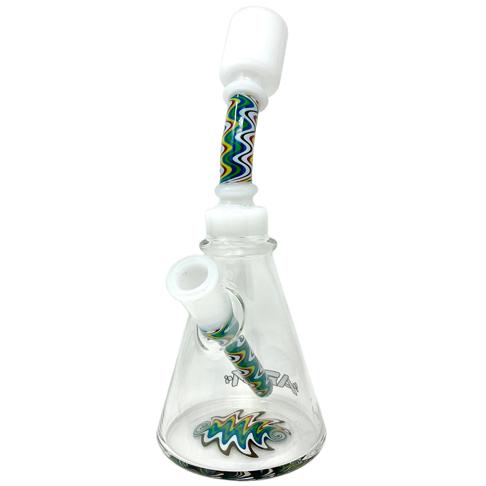 AFM 8.5" Glass Beaker Bong with Reversal Wig Wag Design and Bent Neck - Front View