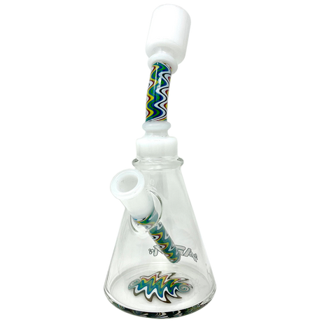 AFM 8.5" Glass Beaker Bong with Reversal Wig Wag Design and Bent Neck - Front View