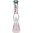 16" AFM Glass Beaker Bong with UFO Pyramid Perc in Pink, Front View on White Background