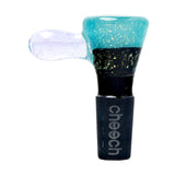 Cheech Glass 2" Teal Dichro Bowl Slide, 14mm, Front View on Seamless White Background