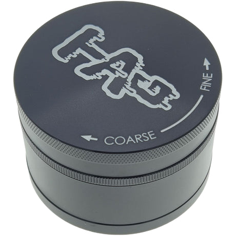 Thick Ass Glass 3" Four-Chamber 120 Micron Grinder with Wavy Logo - Black