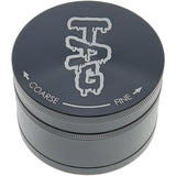 Thick Ass Glass 3" Four-Chamber 120 Micron Grinder with Wavy Logo - Black