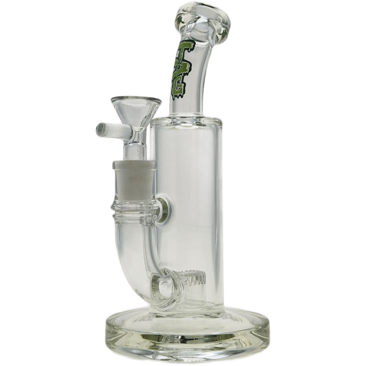 Thick Ass Glass 8" Super Slit Puck Bong with Bent Neck & Showerhead Percolator