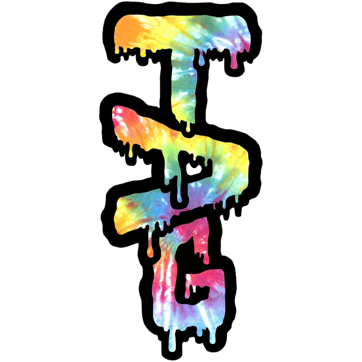 Thick Ass Glass Vibrant Wavy Label Sticker 3.5"x2" - Rasta/Tie Dye/Yellow