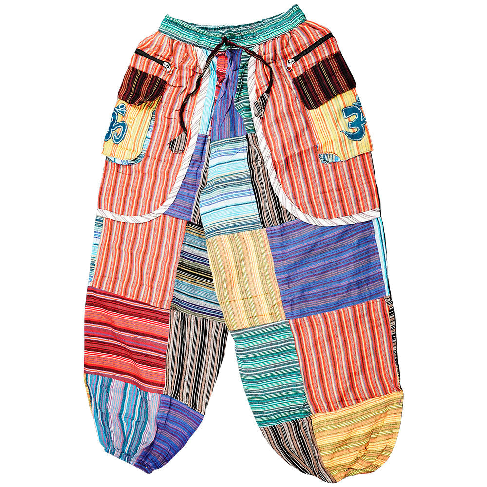 ThreadHeads Multicolor Patchwork Cargo Harem Pants | 38"