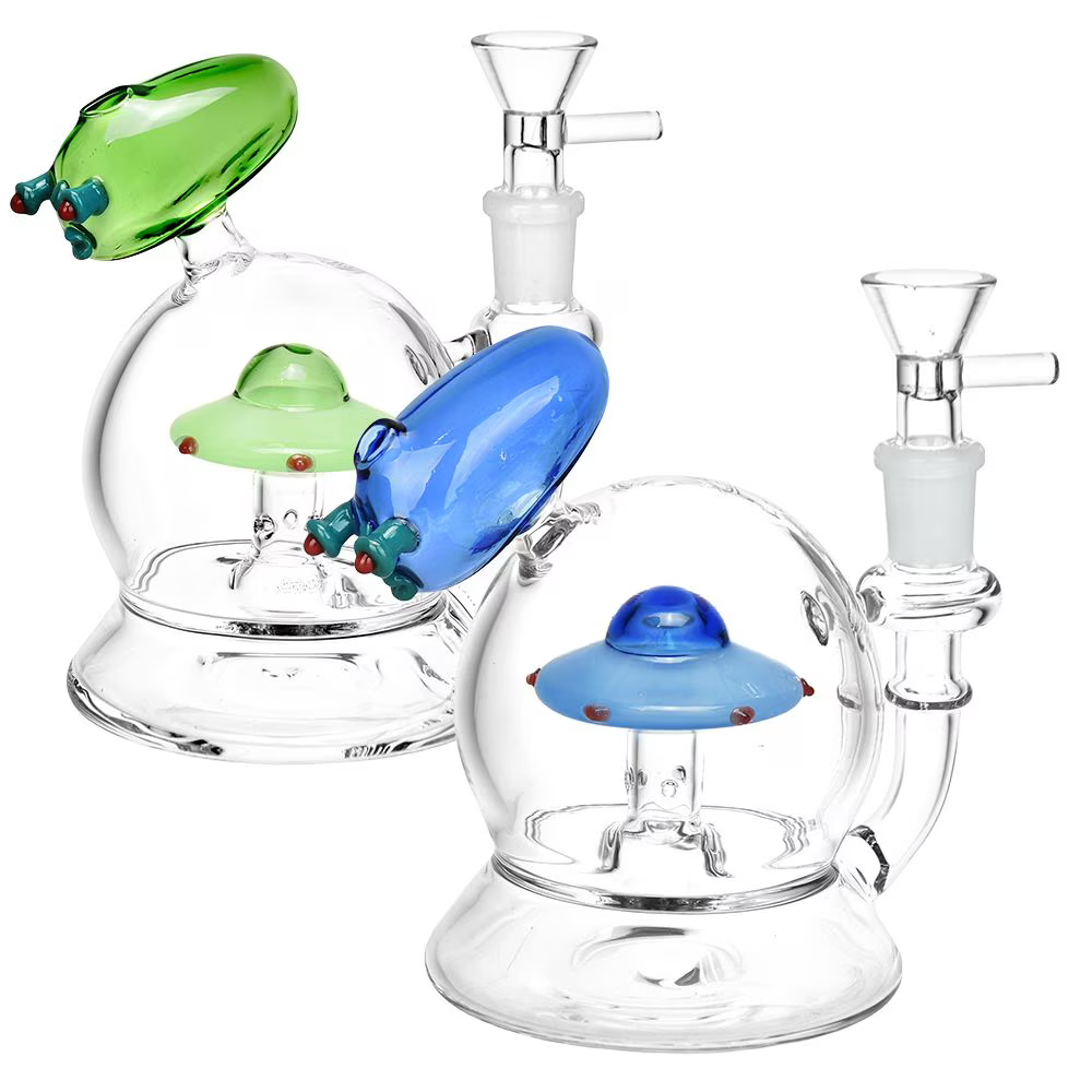 Toke Me To Your Weeder UFO Glass Water Pipe | 5" | 14mm F | Colors Vary