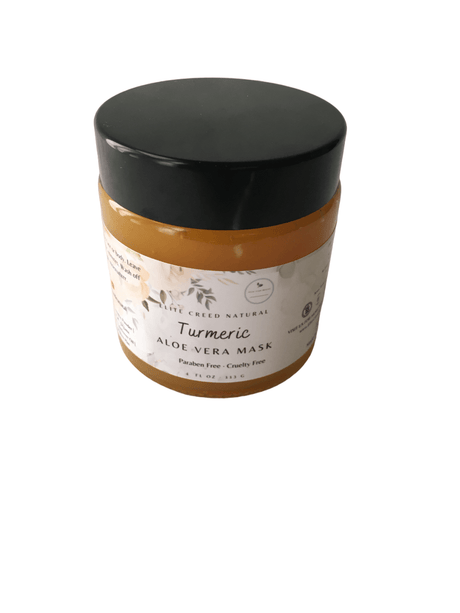 Elite Creed Natural Turmeric Mask with Aloe Vera, CBD Infused, Front View on White Background