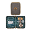 Revelry Supply smell-proof pipe kit in Ash, compact canvas design, front view open showing storage compartments