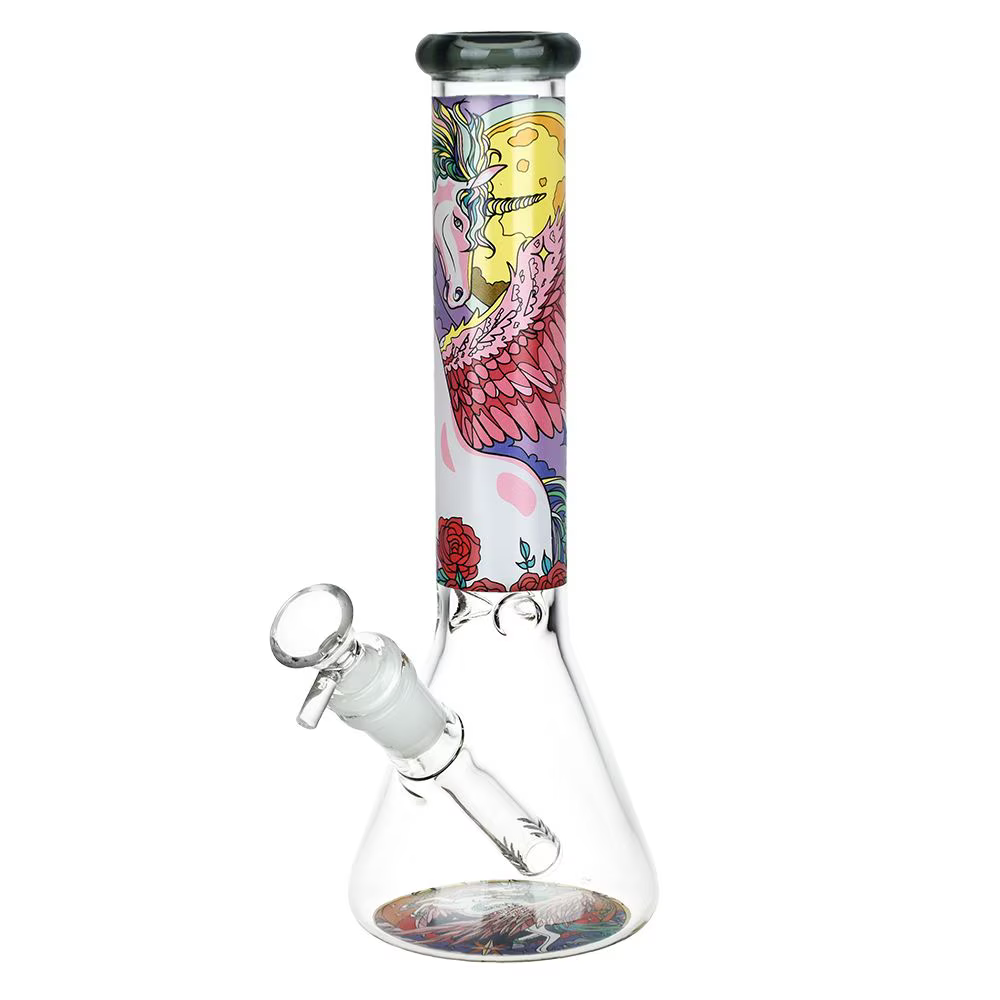 Unicorn Glass Beaker Water Pipe | 10" | 14mm F | Colors Vary