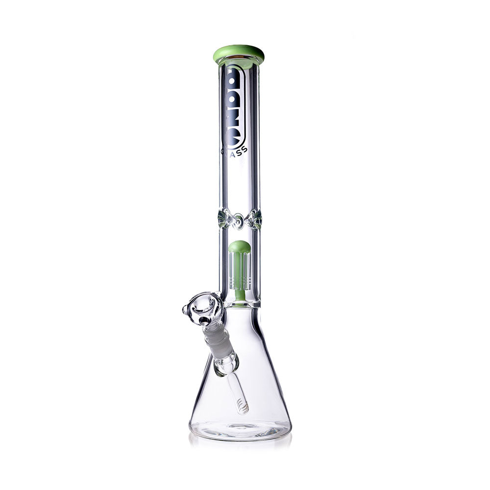 Daze Glass - 18" Tree Arm Perc 9MM Thick Glass Water Pipe Front View on White Background