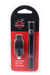 Ninja Glass 650 mAh 510 Battery + LED Display Charger Kit – Black