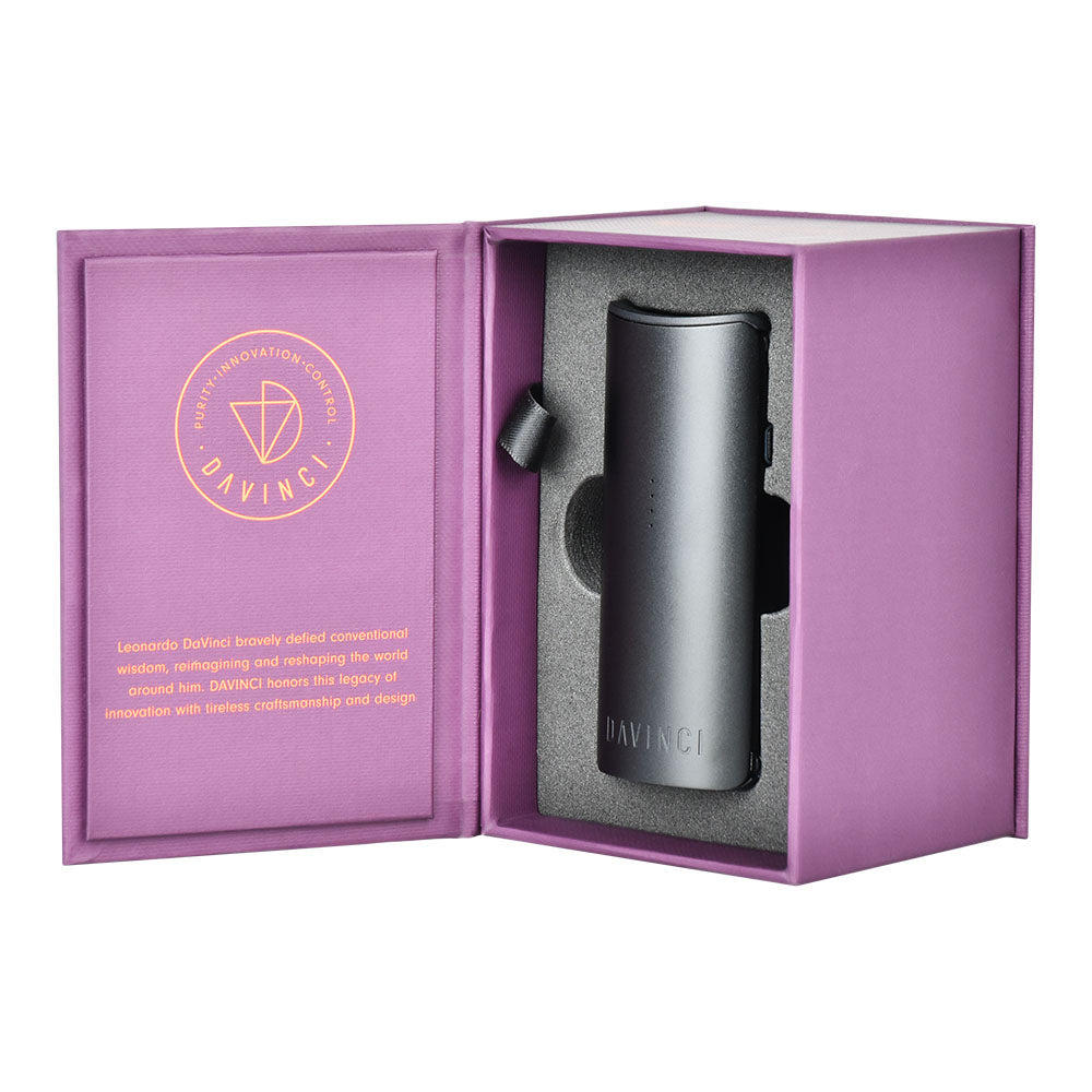 DaVinci Miqro-C Dry Herb Vaporizer in packaging, front view, 900mAh battery, compact design