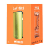 DaVinci Miqro-C Dry Herb Vaporizer in green with packaging, 900mAh battery, compact design