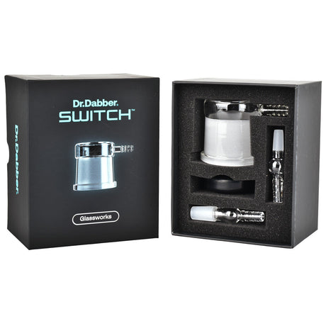 Dr. Dabber SWITCH Silicone Whip with Glass Adapters set in box, ready for use with vaporizers