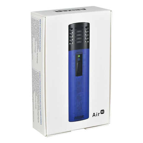 Arizer Air SE Portable Vaporizer in blue, 3000mAh, front view on packaging