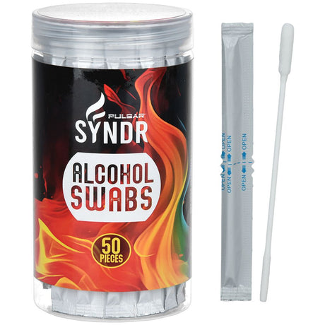 Pulsar SYNDR Alcohol Swabs 50CT Tub - Front View with Single Swab