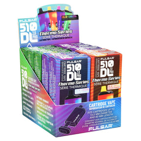 Pulsar 510 DL 2.0 Pro VV Vape Bars on display, Thermo Series, 1000mAh, assorted colors