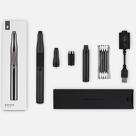 Puffco Plus 3.0 Portable Concentrate Vaporizer with accessories and USB charger, top view
