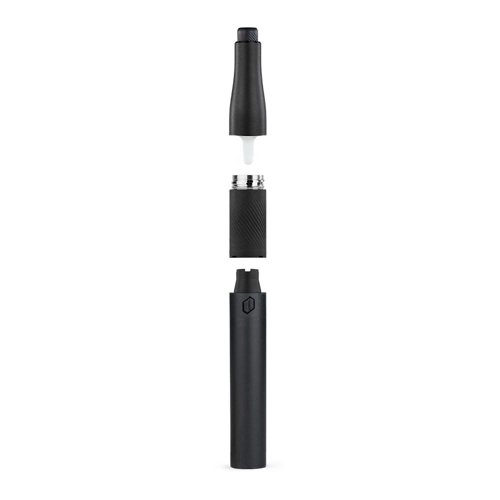 Puffco Plus 3.0 Portable Vaporizer in black, disassembled view showing 520mAh battery and ceramic chamber