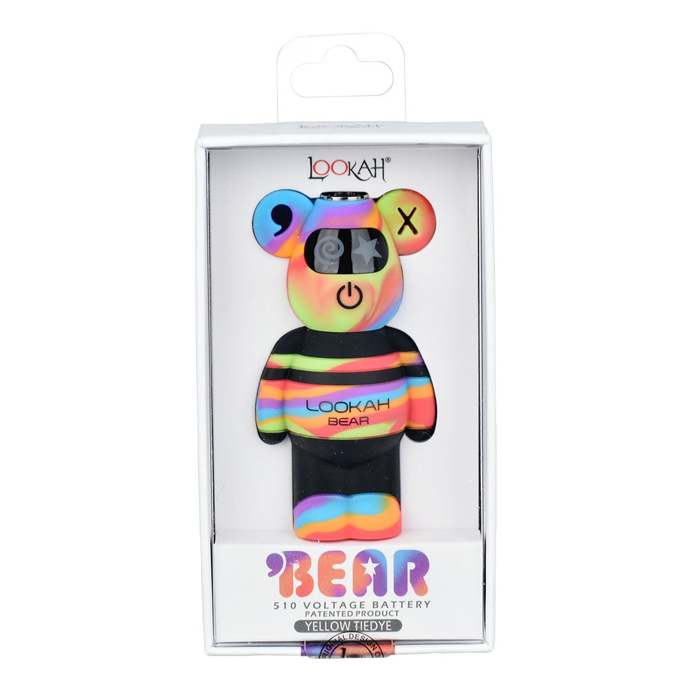 Lookah Tie Dye Bear 510 Battery in Packaging, 500mAh, Easy-to-Use, Front View