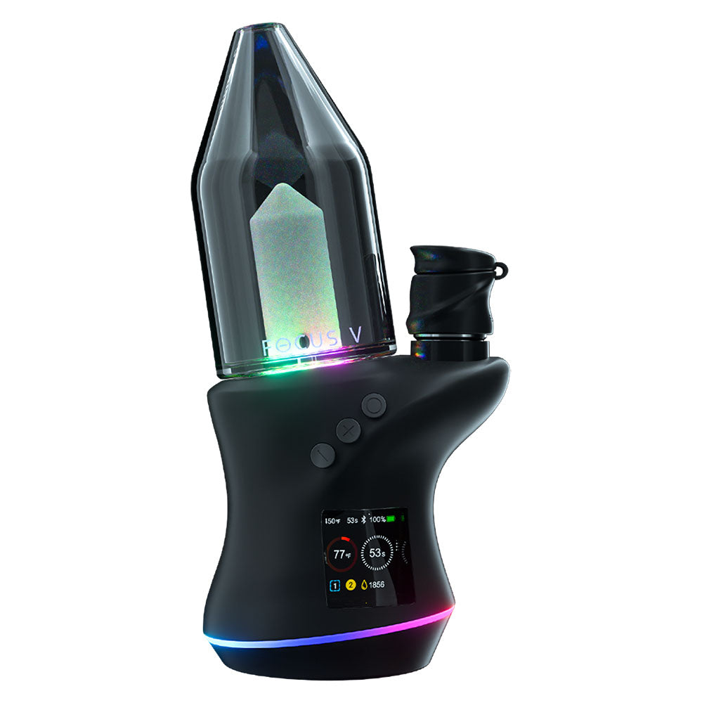 Focus V CARTA 2 Portable Dab Rig in Black with LED Display and Illuminated Base, Front View