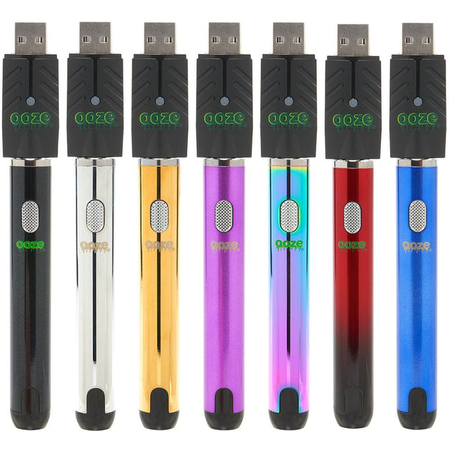 Ooze Smart Battery Vape Pen collection, 650mAh, multiple colors, front view on white background