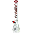 AFM 18" Vampire Beaker Bong with 9mm thick glass and red accents, front view on white background