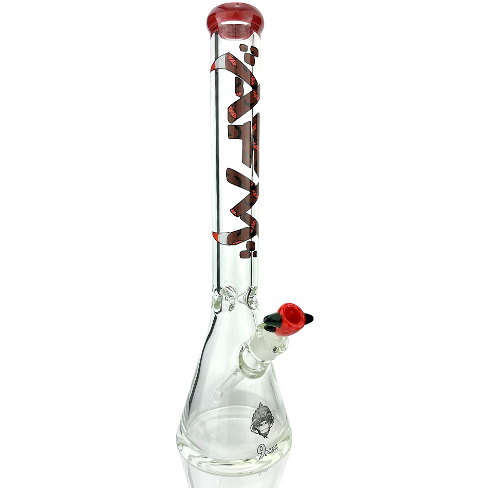 AFM 18" Vampire 9mm Glass Beaker Bong with Showerhead Perc and Red Accents