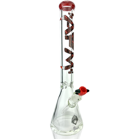 AFM 18" Vampire 9mm Glass Beaker Bong with Showerhead Perc and Red Accents