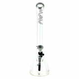 MAV Glass 18" Bent Neck Beaker Bong with Maze Accents, 9mm Thick, Front View