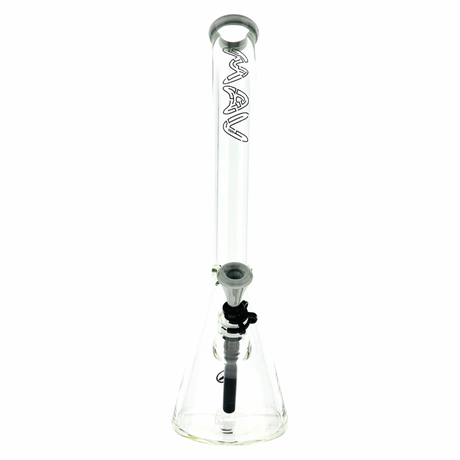 MAV Glass 18" Bent Neck Beaker Bong with Maze Accents, 9mm Thick, Front View