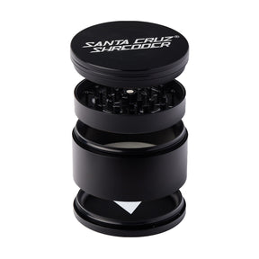 Santa Cruz Shredder Large 4-Piece Grinder in Black, Portable Aluminum Design, for Dry Herbs - Front View