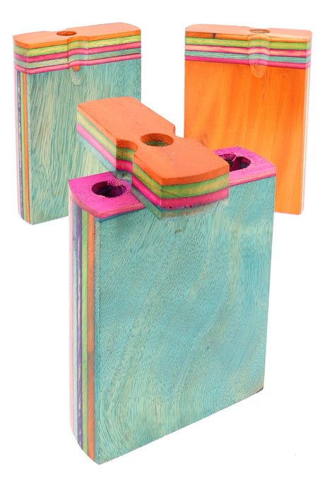 Multicolor Layered Wood Dugout “Mini Rainbow Rail” – 3″ – Assorted Colors