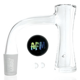 AFM Whirlpool Quartz Dab Banger Set with clear glass and logo, front view on white background