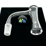 AFM Whirlpool Quartz Dab Banger Set with colorful inserts on black background