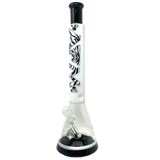 18" AFM Zebra Glass Beaker Bong with Showerhead Perc, Front View on White Background