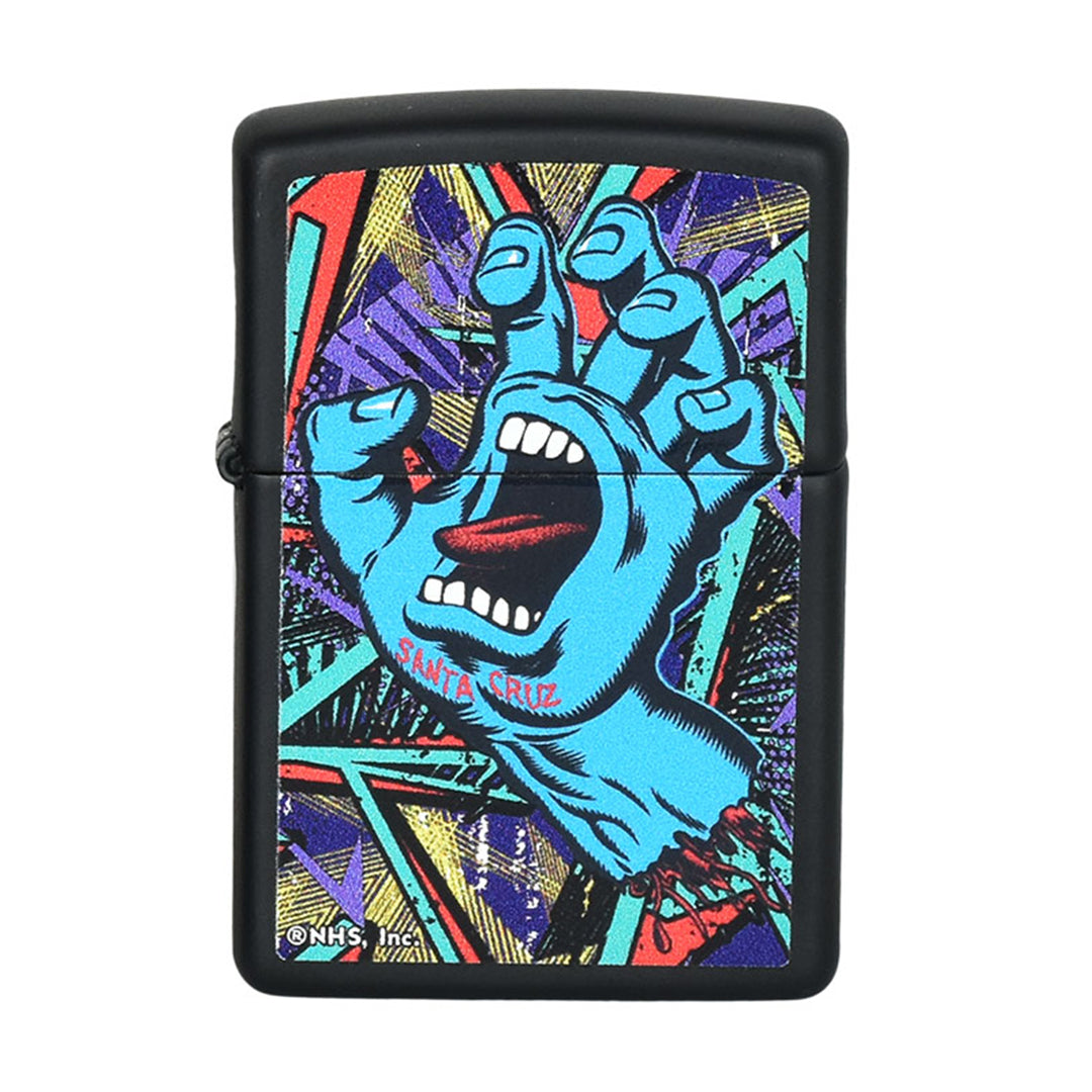 ThreadHeads Zippo Lighter with vibrant street art design, front view on white background