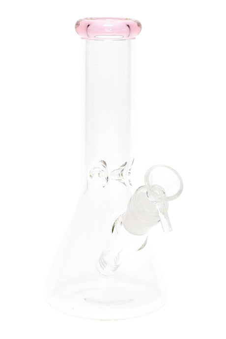 Colored Rim Glass Beaker Bong “Pastel Pour” – 8″