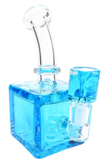 Glass Cube Bong “Chill Box” – Fluid-Filled – Showerhead Perc – 7.5″