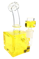 Glass Cube Bong “Chill Box” – Fluid-Filled – Showerhead Perc – 7.5″