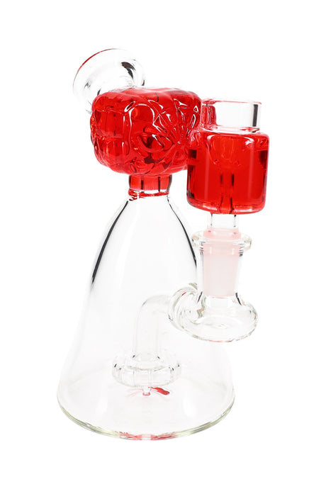 Glass Beaker Bong “Web Head” – Fluid-Filled Spider Hero – Showerhead Perc – 6″