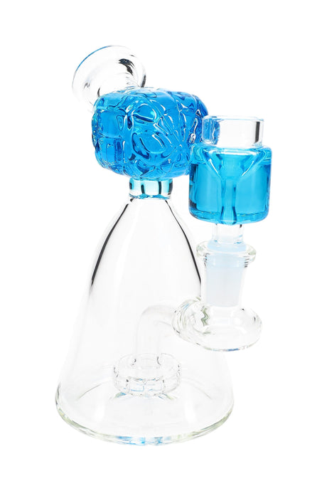 Glass Beaker Bong “Web Head” – Fluid-Filled Spider Hero – Showerhead Perc – 6″